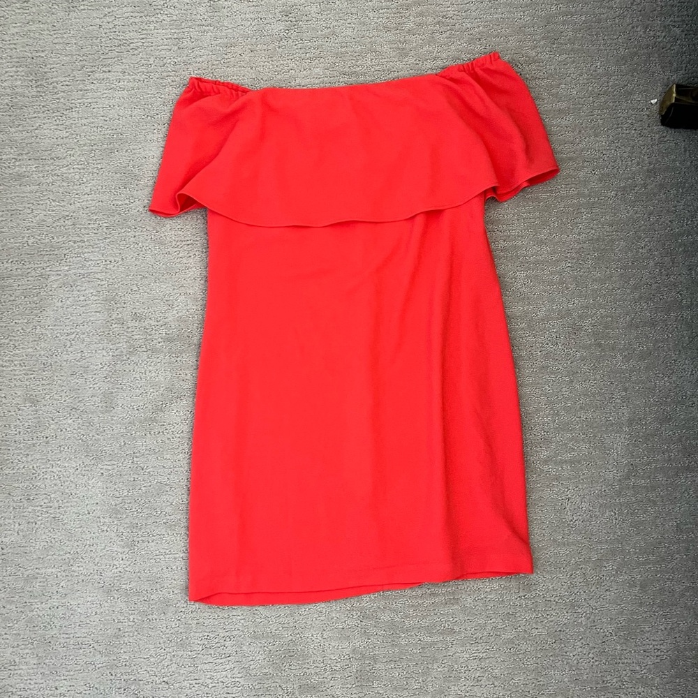 Coral off the shoulder dress